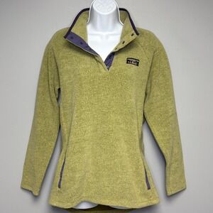 L.L. Bean Green Gorpcore Cozy Outdoor Sherpa Fleece Snap Neck Womens Sz M